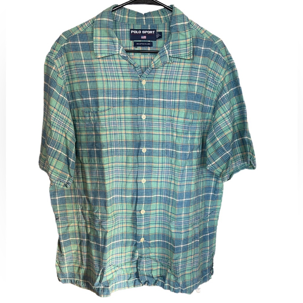 Polo by Ralph Lauren Men's Green Short sleeve Plaid Shirt Men’s size L